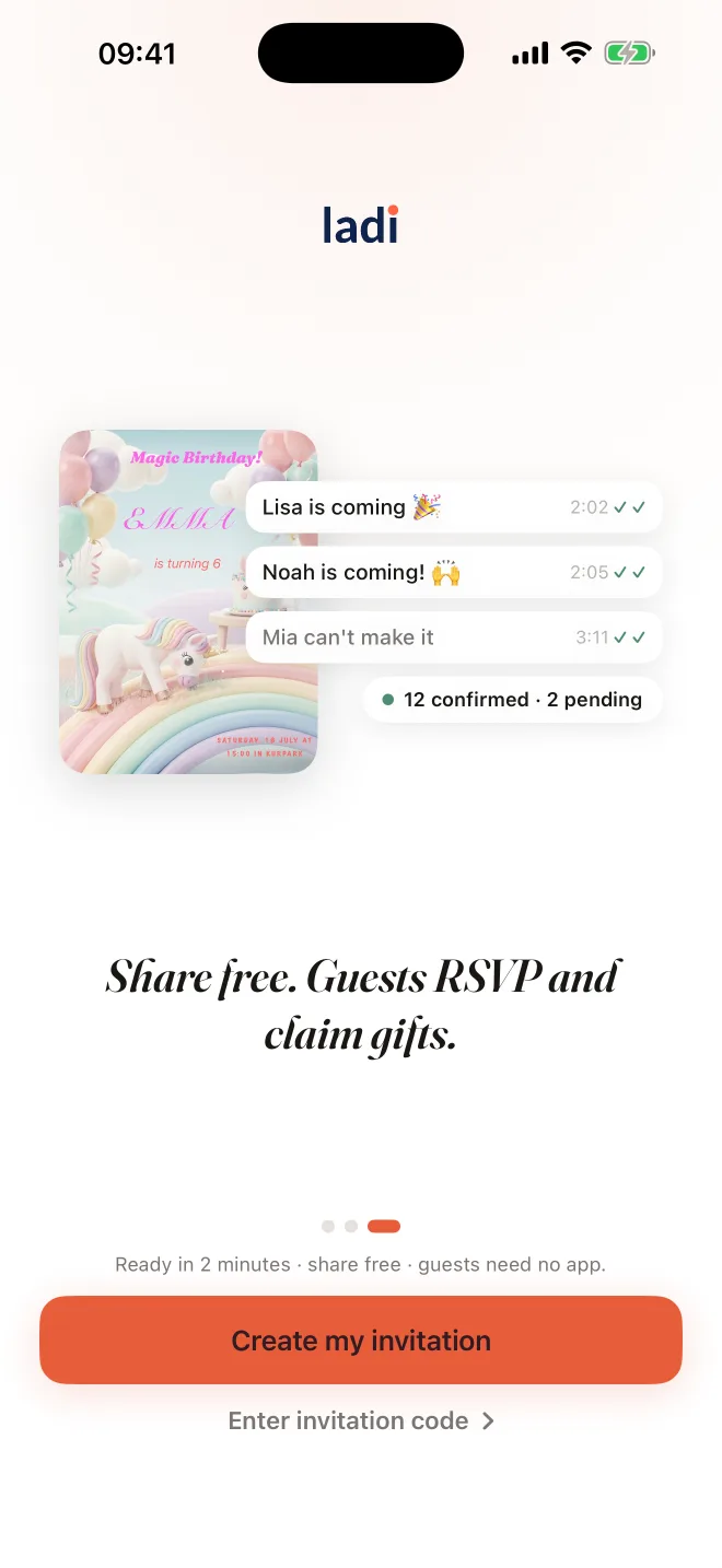 Current ladi invitation and RSVP view